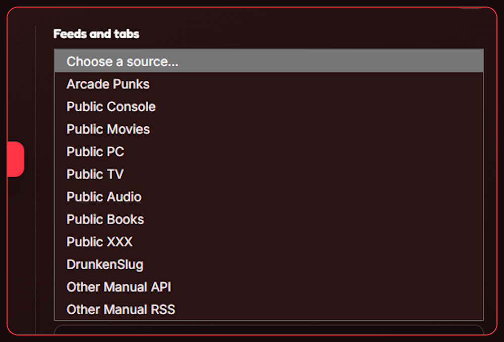 Feeds and tabs